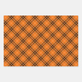 Halloween Orange Tartan Wrapping Paper Sheets (Front 3)