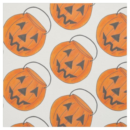Halloween Orange Trick or Treat Pumpkin Bucket Fabric