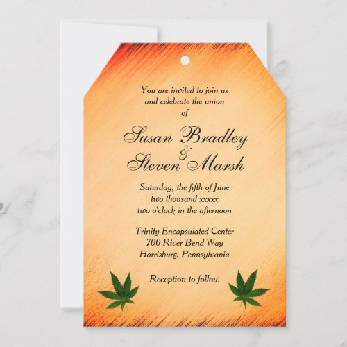 Halloween Orange Weed Ticket Wedding Invitation