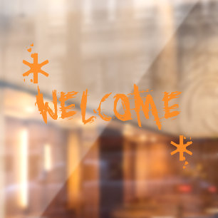 Halloween orange welcome custom text scary   window cling