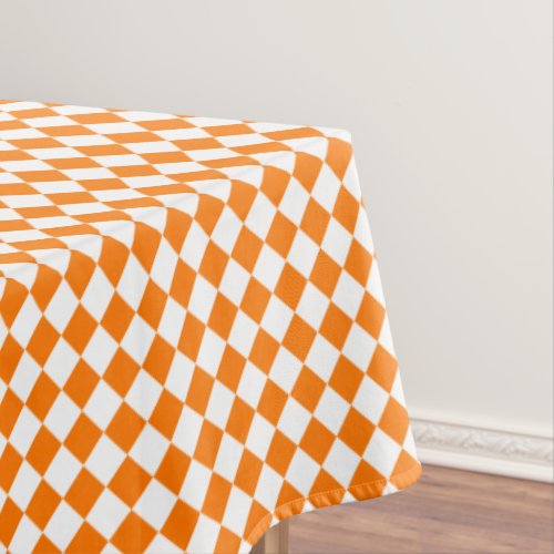 Halloween Orange White Checkered Home Party Decor Tablecloth