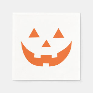 Halloween orange white Jack o lantern paper Napkins