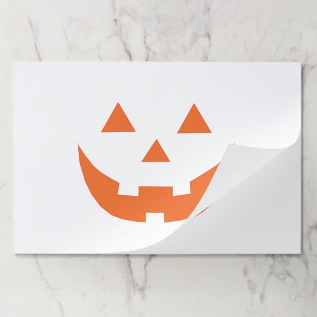 Halloween orange white Jack o lantern placemats (Folded)