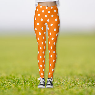 Halloween Orange White Polka Dots Pattern Costume Leggings
