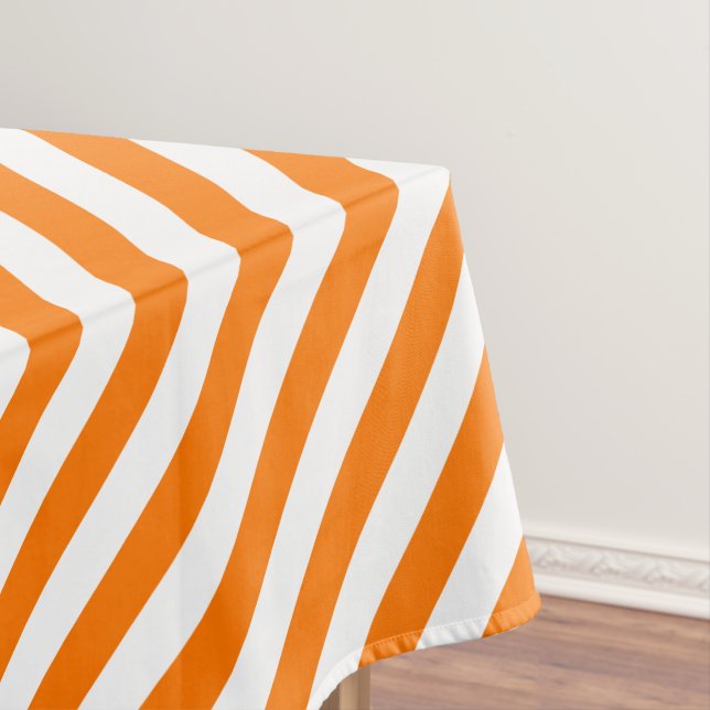Halloween Orange White Stripes Home Party Decor Tablecloth (In Situ)