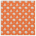 Halloween Orange with White Hats Pumpkins Candy Fabric