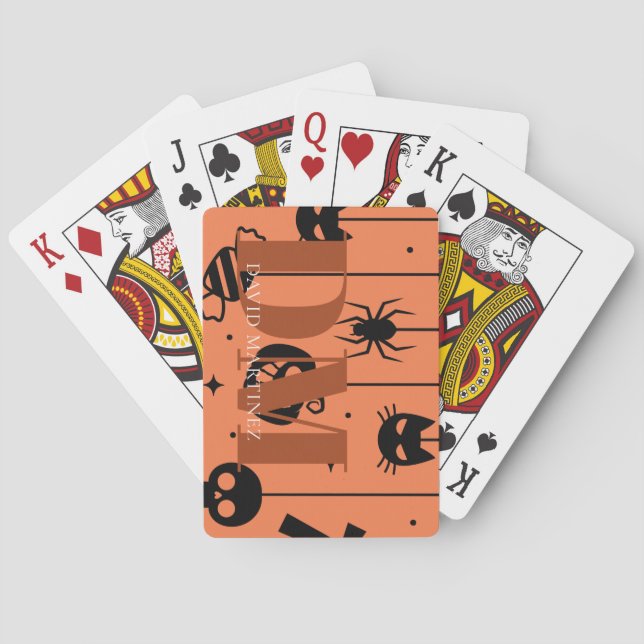 Halloween Oranges & Browns Initials Playing Cards (Back)