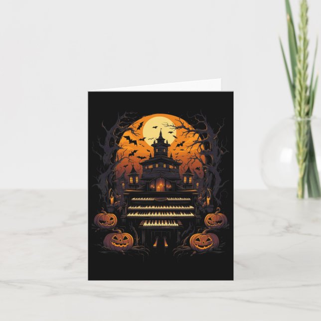 Halloween Organ Player Costume Music  Card (Front)