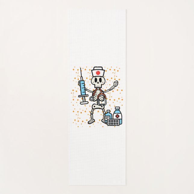 Halloween Orthopedic Nurse Skeleton Scrub Top Yoga Mat (Front)