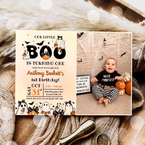 Halloween Our Little Boo 1st Birthday Party Invitation