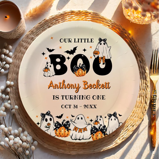 Halloween Our Little Boo 1st Birthday Party Paper Plates (Creator Uploaded)