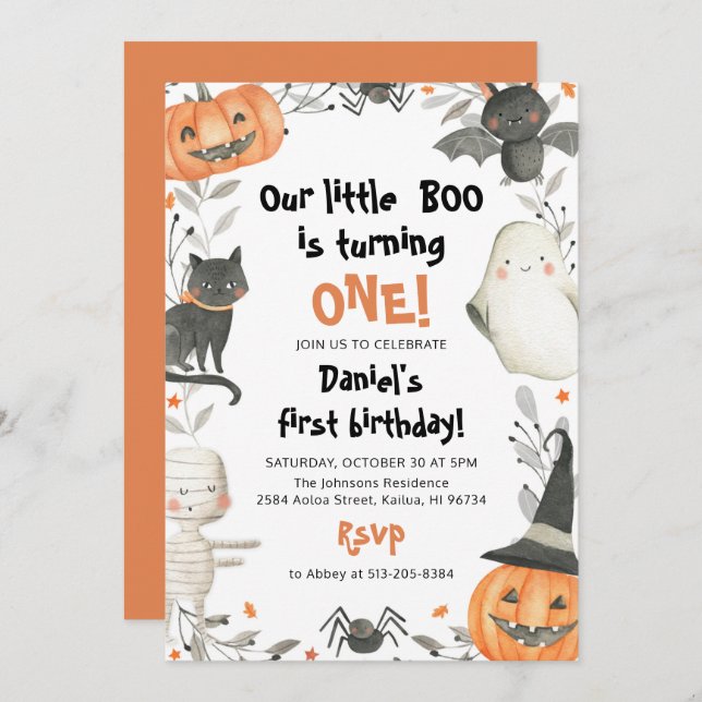 Halloween Our Little Boo Birthday Party Invitation (Front/Back)