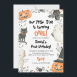 Halloween Our Little Boo Birthday Party Invitation<br><div class="desc">Our Little Boo Birthday Party Invitation Editable Halloween 1st Birthday Invitation Fall Pumpkin Ghost Spooky Cute Halloween Birthday Invite</div>