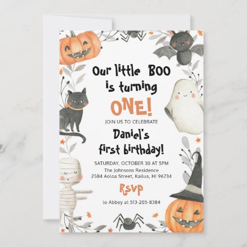Halloween Our Little Boo Birthday Party Invitation