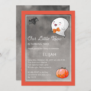 Halloween Our Little Boo Ghost Boy 2nd Birthday Invitation