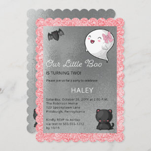 Halloween Our Little Boo Ghost Girl 2nd Birthday Invitation