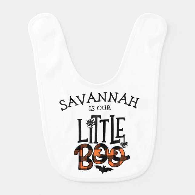 Halloween Our Little Boo Spider Green Baby Bib (Front)