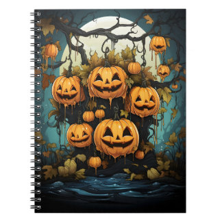 Halloween Outdoor Hanging Pumpkins On The Tree Notebook