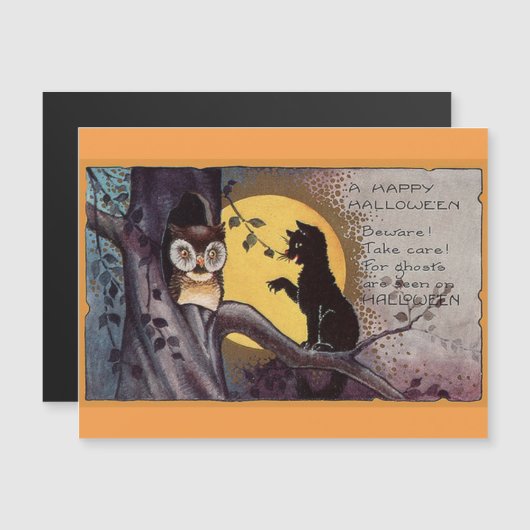 Halloween Owl and Cat Magnet (Front/Back)