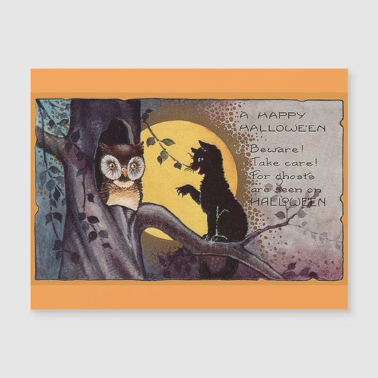 Halloween Owl and Cat Magnet (Front)