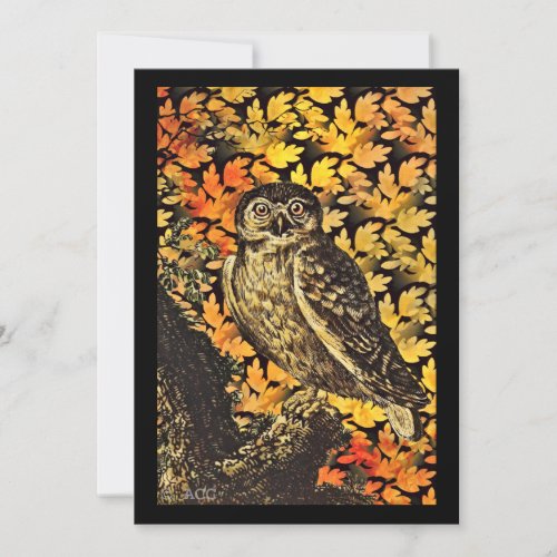 Halloween Owl Autumn Foliage Holiday Card