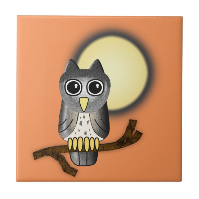 Halloween Owl Ceramic Tile (Front)