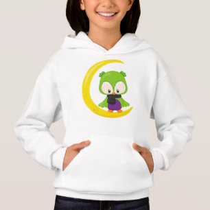 Halloween Owl, Cute Owl, Green Owl, Moon, Scarf Hoodie