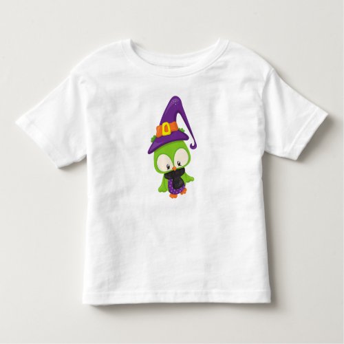 Halloween Owl Cute Owl Green Owl Witch Hat Toddler T_shirt