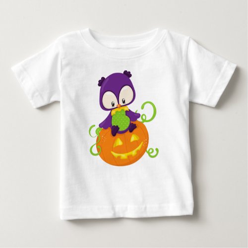 Halloween Owl Cute Owl Purple Owl Pumpkin Baby T_Shirt