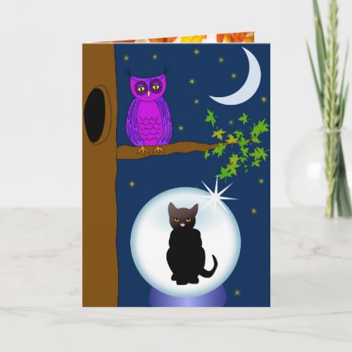 Halloween owl greeting card