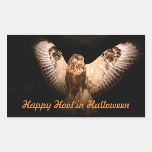 Halloween Owl In Flight Rectangular Sticker (Front)