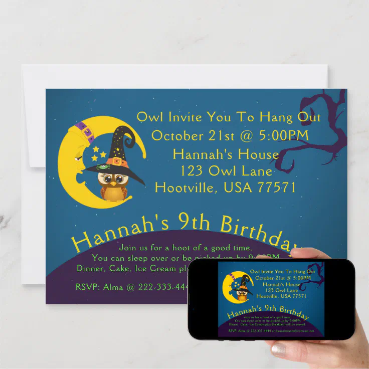 Halloween Owl Moon Slumber Party Invitation Zazzle
