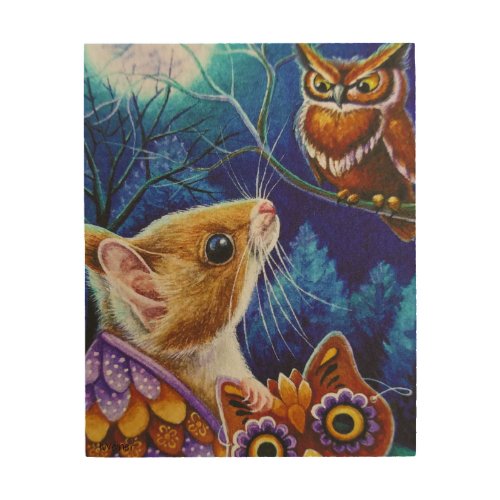 Halloween Owl Mouse Vintage Mask Watercolor Art