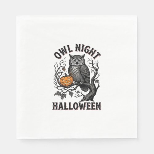 Halloween Owl Shirt Vintage Spooky Bird Party Desi Napkins