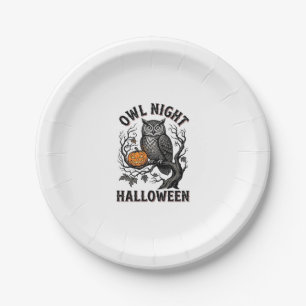 Halloween Owl Shirt Vintage Spooky Bird Party Desi Paper Plates