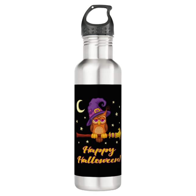 Halloween Owl Stainless Steel Water Bottle (Front)