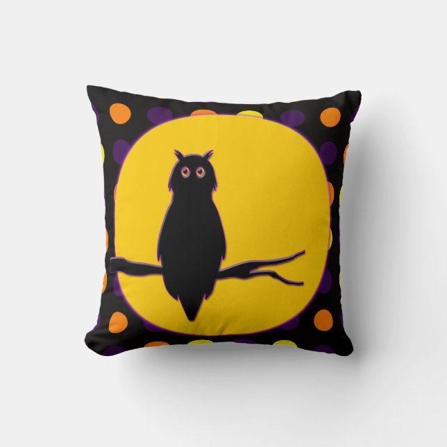 Halloween Owl Throw Pillow (Front)
