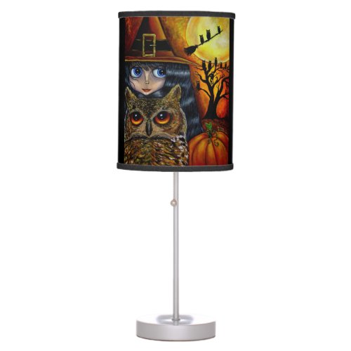 Halloween Owl Witch Big Eyes Cute Doll Table Lamp