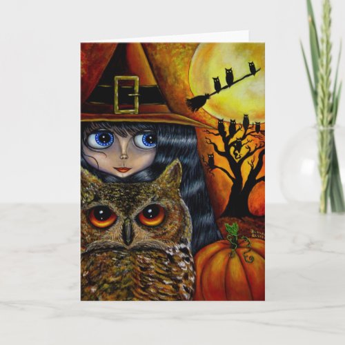 Halloween Owl Witch Card