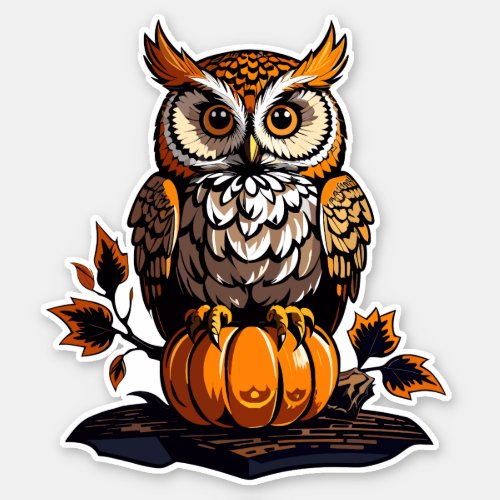 Halloween Owl with pumpkin Sticker