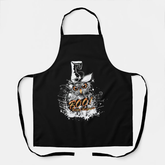 Halloween owl with witch hat apron (Front)