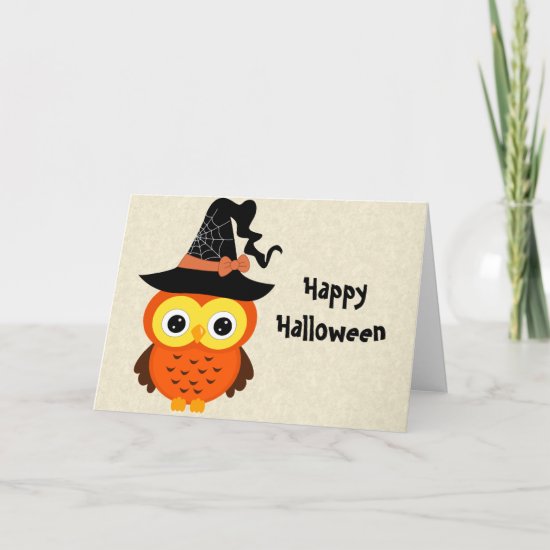 Halloween Owl with Witch Hat Card
