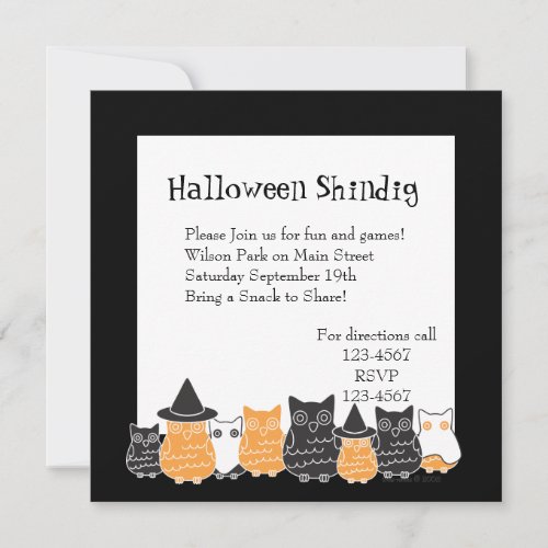 Halloween Owls Custom Invites