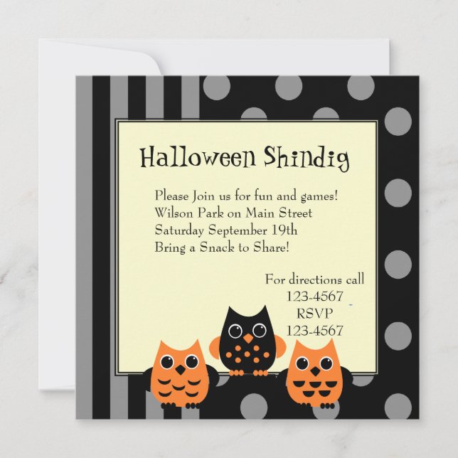 Halloween Owls Invitation (Front)