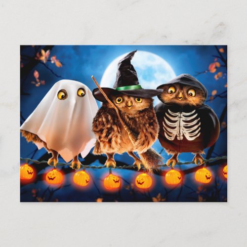 Halloween Owls Invitation Postcard