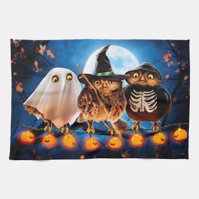 Halloween Owls Kitchen Towel (Horizontal)