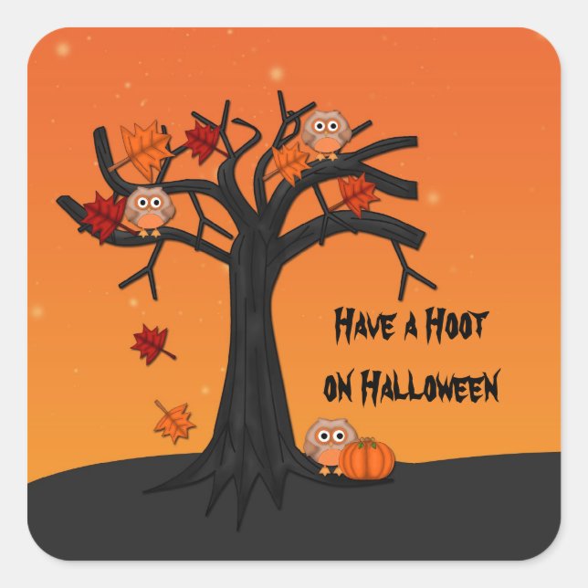Halloween Owls Square Sticker (Front)