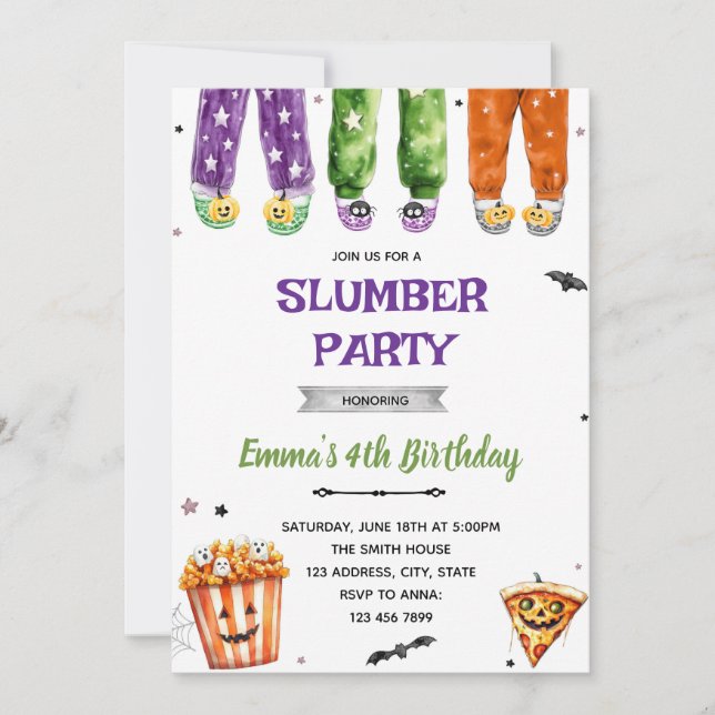 Halloween pajama party invitation (Front)