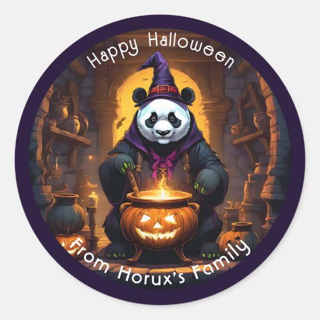 Halloween Panda Magic Classic Round Sticker (Front)