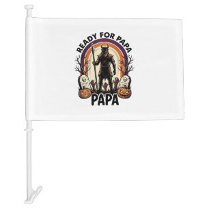 Halloween Papa Shirt Vintage Graveyard Sunset Desi Car Flag